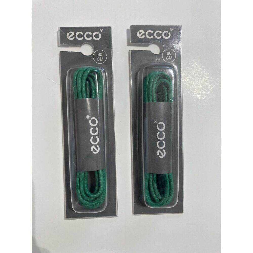 ECCO Brand Two Round Waxed Replacement Dress Shoe Laces In Green 80 CM